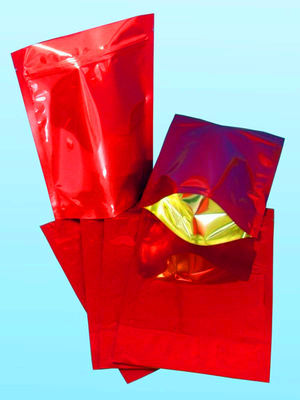 فویل آلومینیوم قرمز پایه کیسه های سبک وزن با Ziplock و Tear Notch