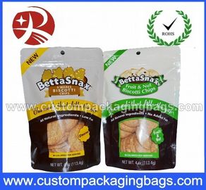 Colored Waterproof Plastic Ziplock Bags , Zip Lock Stand Up Pouches For Cookies Packaging