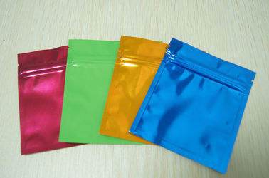 کوچک فویل رنگی فویل آلومینیومی براق سه طرف مهر و موم مسطح Mylar با Ziplock